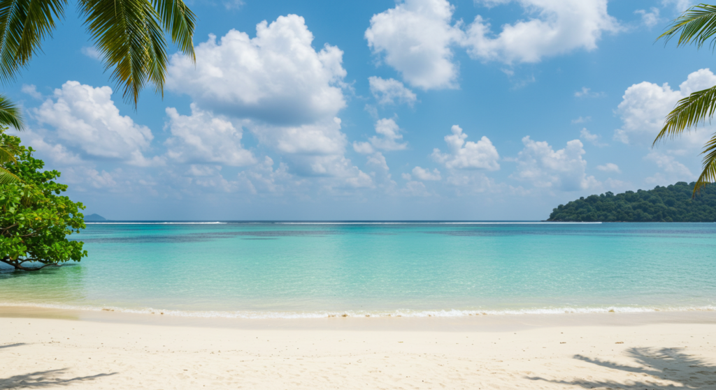 Plage paradisiaque avec la mer turquoise sur une île en Thailande