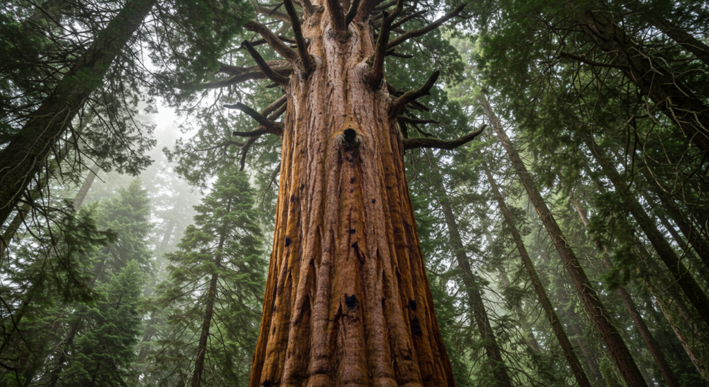 Sequoia géant vue d'en bas en pleine journée