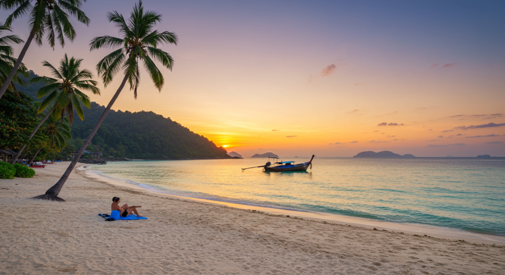 Plage de Koh Phi Phi au coucher de soleil