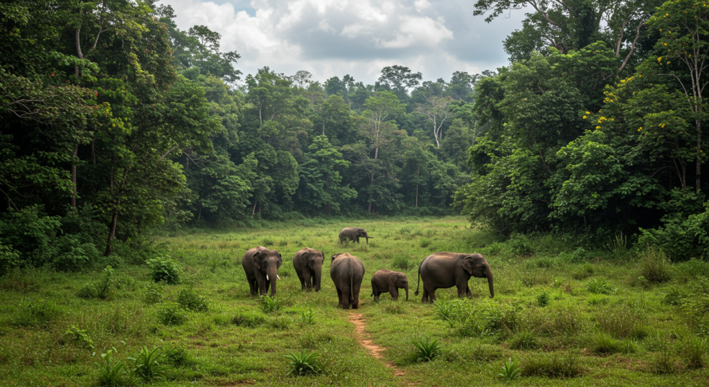 Groupe d'éléphants au Elephant Haven Thailand