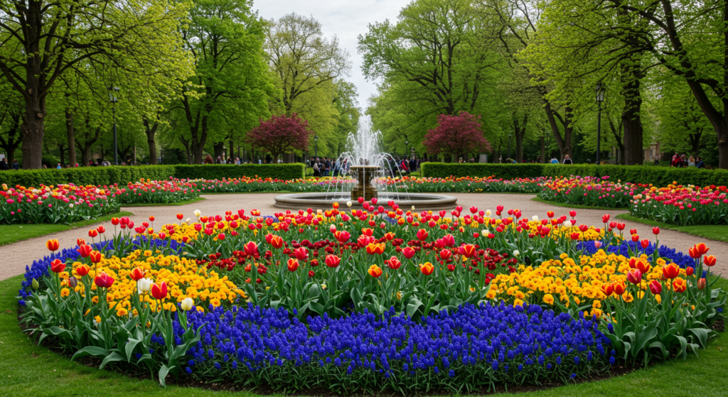 Parterre de fleurs dans un parc