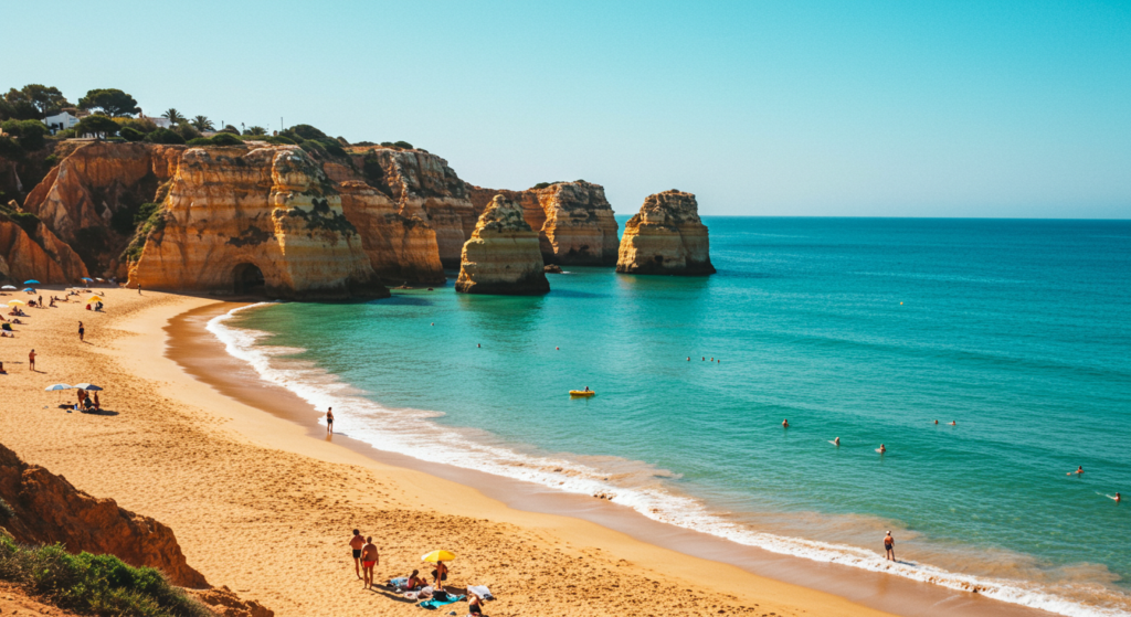 Plage à Faro au Portugal