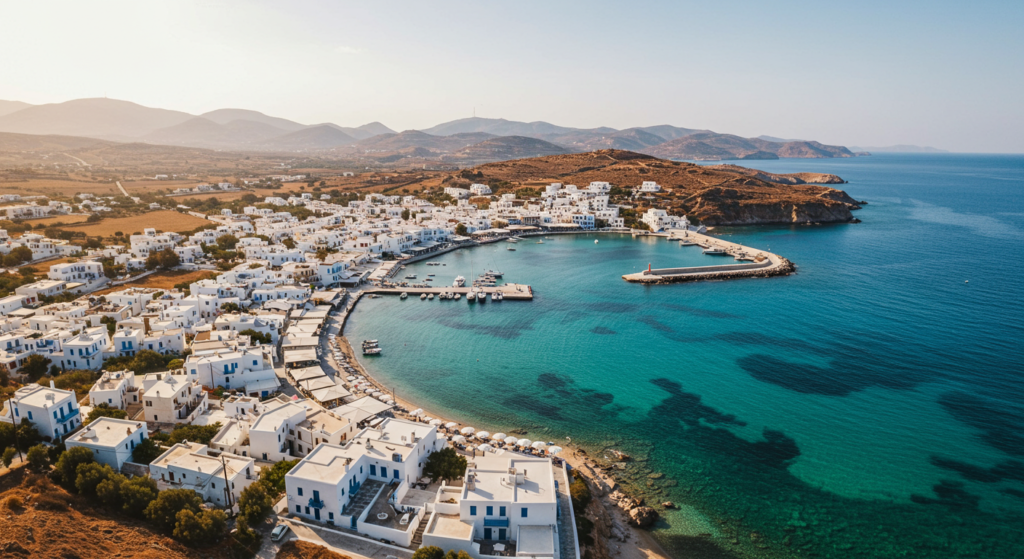 Vue du bord de mer de l'île de Naxos