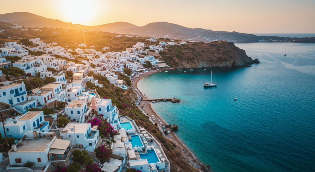 Vue du bord de mer de l'île de Santorin