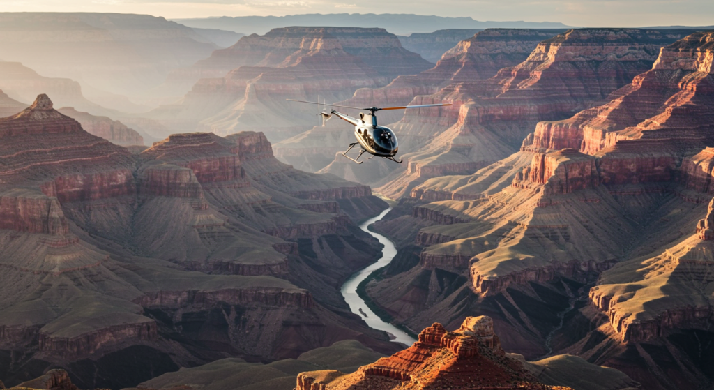 Helicoptère au dessus du Grand Canyon aux USA