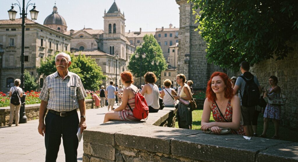 Des touristes dans un parc en Italie